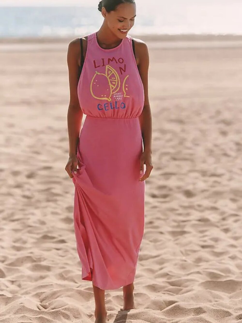 Anthropologie Twist Back T-Shirt Lemon Cello Coverup